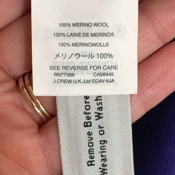 J Crew Womens Blue Merino Wool Sweater Crew Neck Side Slit Ties size XS - Picture 8 of 9